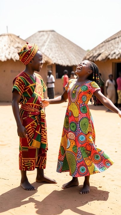 Bebé Africano Bailando con Amigos