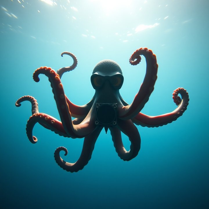 An octopus can swim…