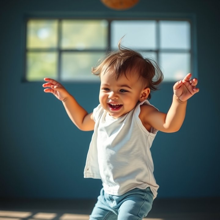 Bebé de 2 años baila y se quita las gafas